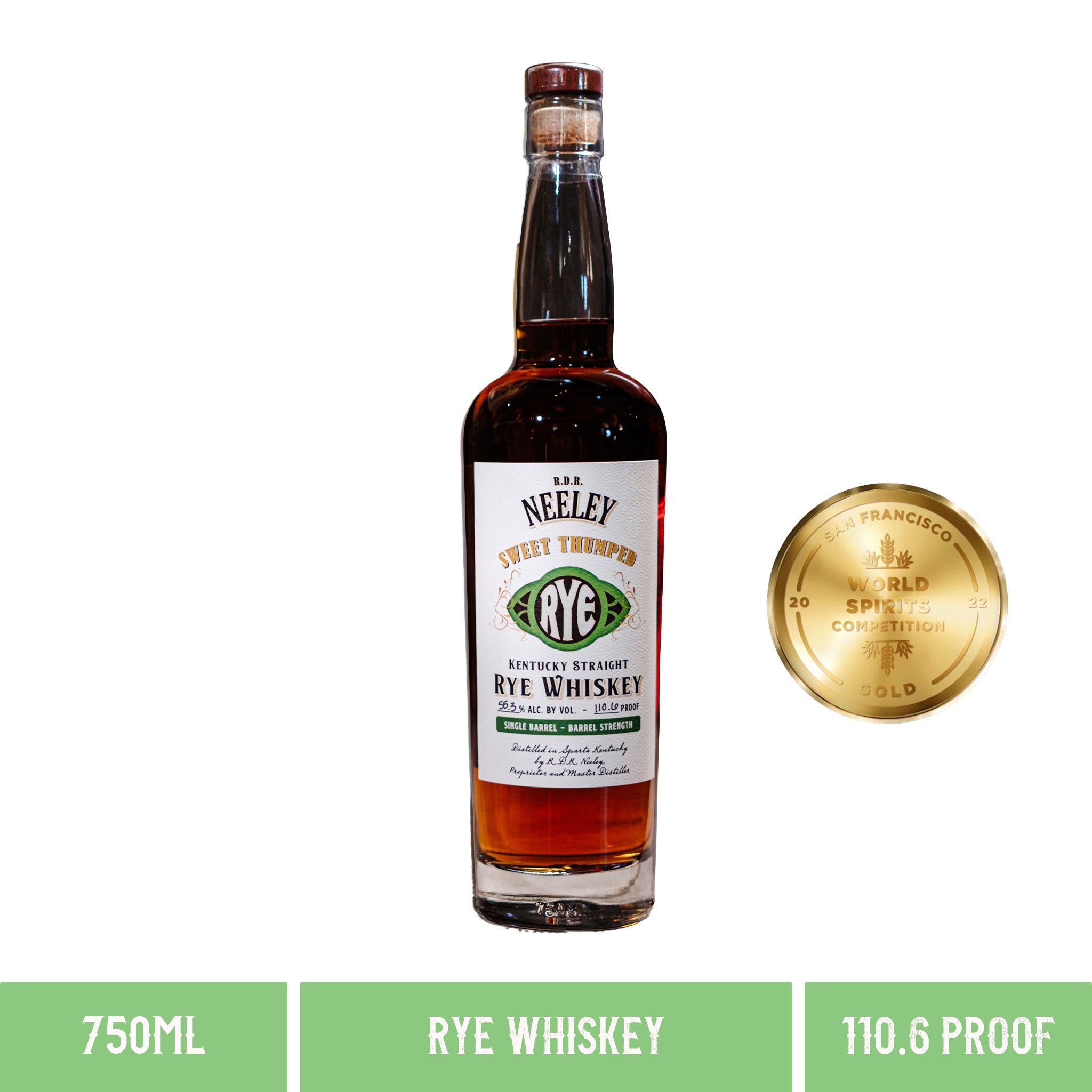 R.D.R. Neeley Sweet Thumped Rye Whiskey Single Barrel 110.6 Proof (750ml)