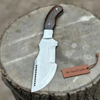 Handmade Carbon Steel Tracker Knife – Ram Horn or Wendi Wood Handle | Heavy Duty Hunting & Camping Knife | JW SteelCrafts