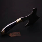 Hand-Forged Damascus Bearded Hatchet with Purple wood and brass Handle