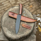 Black Blade Chef Knife Full Tang with Custom Handle & Leather Sheath